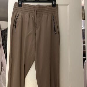 Tan Jogger Pants with Zipper Pockets